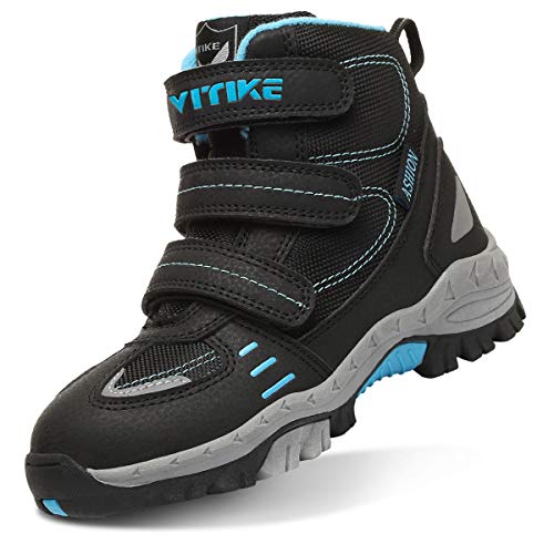 ASHION Kinder Winterschuhe Wanderschuhe Mid Schneestiefel Mädchen Trekkingl Stiefel Jungen Baumwollschuhe Warm Wanderstiefel schwarz 27