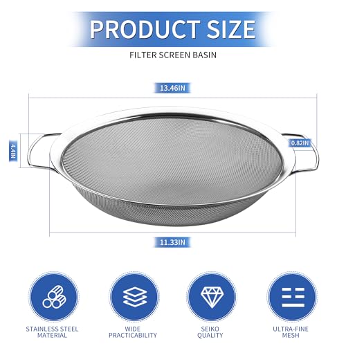 3 Pack 60 Mesh Stainless Steel Fine Mesh Paint Strainer for 5 Gallon Bucket, Paint Strainer Tool for Filtering Debris, Particles and Impurities from Paint and Liquids Drain, Rinse Food, Easy to Clean - Thumbnail 2