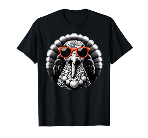 Arte gráfico fresco de pavo de Acción de Gracias con gafas de Camiseta