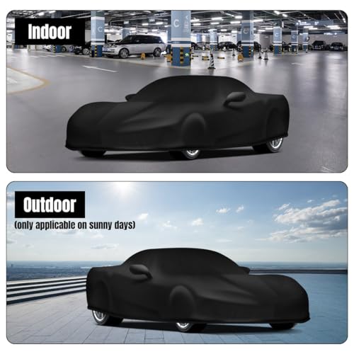 Image of Black Car Cover Full Exterior Cover Indoor Protection UV Resistant Car Cover Velvet Elastic Fabric Soft Inner Layer Cover Not Waterproof Accessories for Corvette C6 2005-2013
