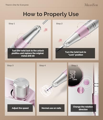 Image of MelodySusie Entry-Level Clip-On Rechargeable Nail Drill, SC320F 30000RPM E-File with Pastel & Colorful Design for Manicure Shaping & Gel Removal, Ideal for Training, Nail Art Practice & Home Use.