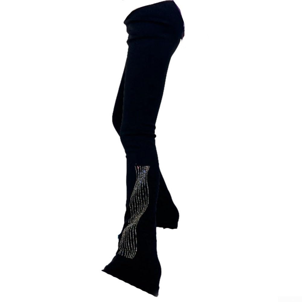 QOXEZY Pantaloni da Pattinaggio Artistico Foderati in Pile Caldi Elasticità a 4 Vie per Allenamento su Ghiaccio Taglie XXS-XL