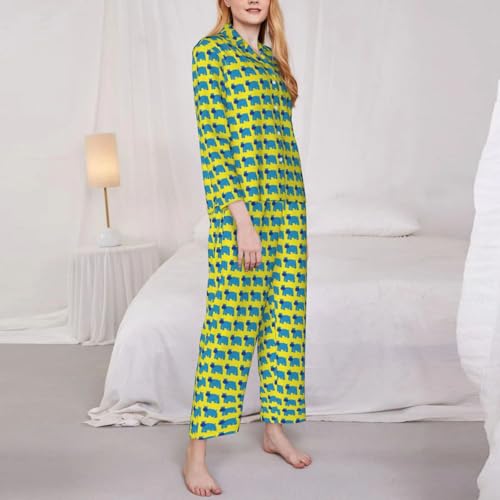 Pyjama à manches longues femme contre la fraîcheur nocturne - Vêtement de nuit relax