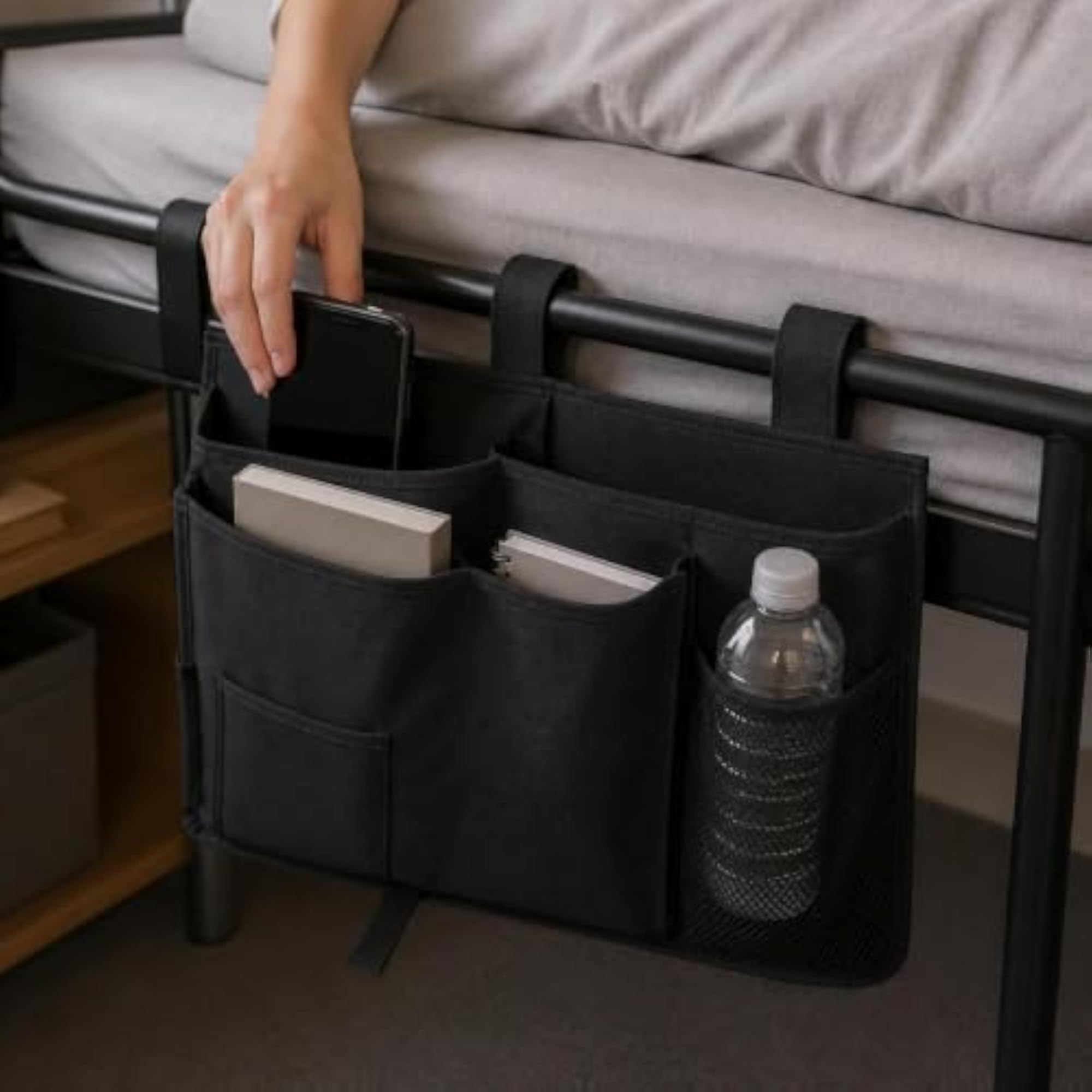 Dorm Bedside Hanging Organizer with Multi-Compartment Storage