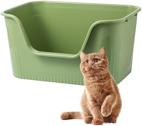 Vealind Offen Katzenklo XL, Katzentoilette Hoher Rand, 55x40x26cm Groß Katzenklo, katzentoiletten Einfach Zu Reinigendes Hygienische Katzentoilette Aus Kunststoff, Cat Litter Box (