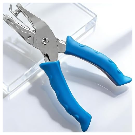 Single Hole Punch 1/4” Paper Hole Puncher Handheld Metal Perforator with Soft Silicone Grip, Compact Portable Paper Punch Tool for Home Office Crafts Tags Cards Gift Wrapping Paper Projects, Blue