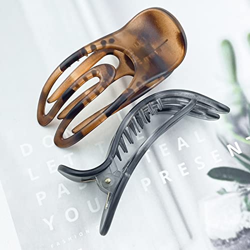 4 Pcs French Concord Flat Hair Clips, 3.54 Inch Curved Hair Claw Alligator Hair Clips Volume Strong Hold Banana Barrettes Hair Clamps Jaw Clips For Women #TOP2