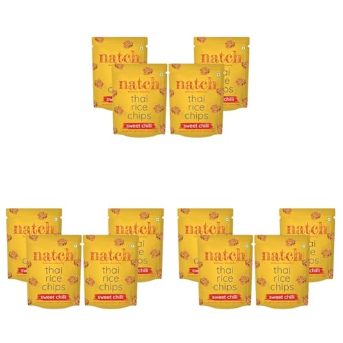 Image of Natch Thai Sticky Rice Chips, Healthy Snacks for Adults & Kids 100% Natural, Vegan & Gluten Free, Low Calorie Crackers Crisps, 25g each (Pack of 12), Sweet Chilli