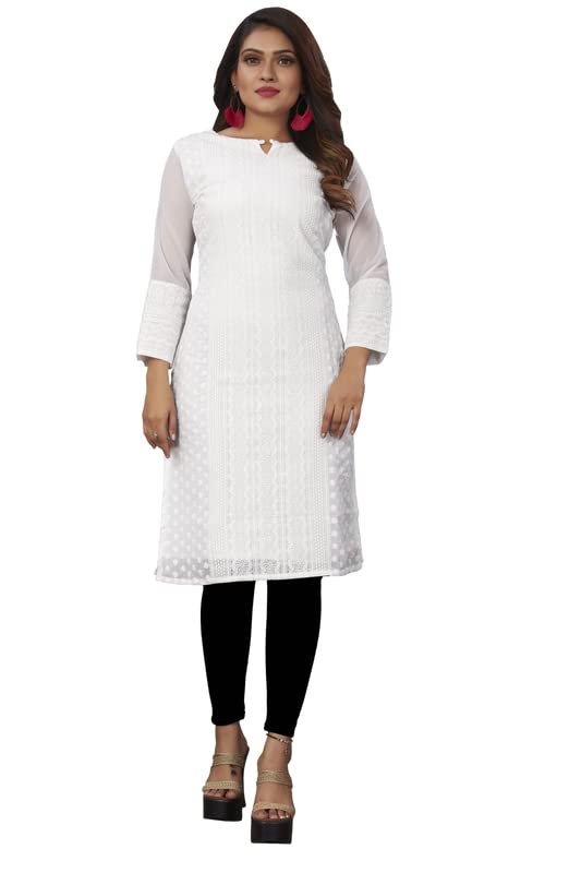AMI Creation Women's Embroidred Georgette Chikankari Pattern Kurta