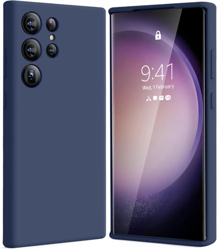 Image of MOBILOVE Back Cover Case for Samsung Galaxy S25 Ultra 5G | Pure Liquid Soft Matte Silicone Case with Logo and Comes with Camera and Screen Protection (Blue)