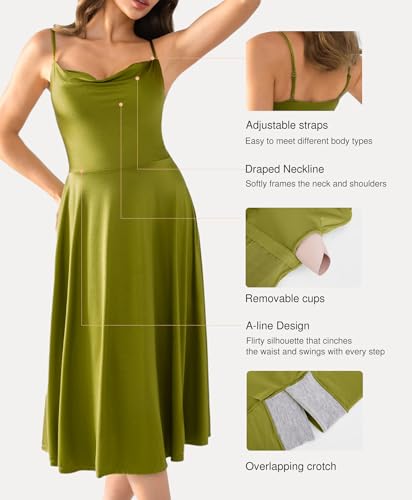 Image of Popilush Corset Midi Dress with Built in Bra, A Line Shapewear Dress | Tea Parties, Daytime Weddings, Garden Events and Semi Formal Occasions