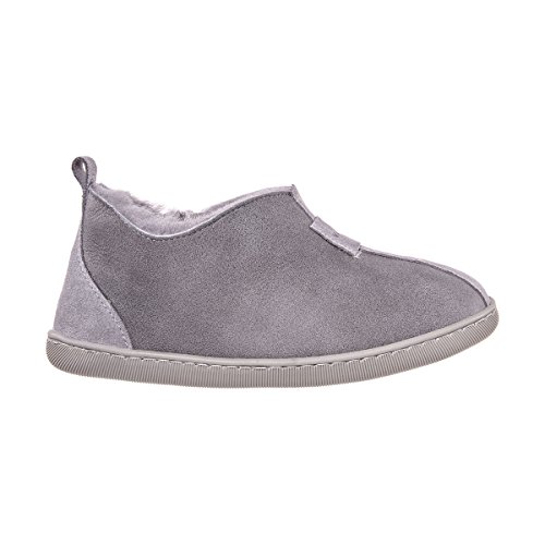 Vanuba Kalahari Handmade Damen Hausschuhe, Naturleder, 100% Schafwolle, Warme und Bequeme Hausschuhe, Leder Harz Grau/ Grau, 41 EU Cover