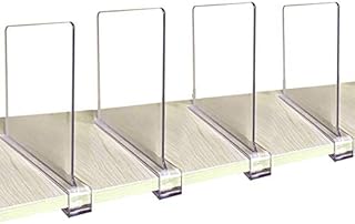 CY craft Acrylic Shelf Dividers for Closets,Wood Shelf Dividers, 4 PCS Clear Shelf Separators,Perfect for Clothes Organize...