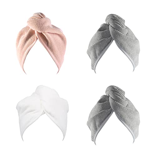 Youlertex Microfiber Hair Towel Wrap: Women 4 Pack 10 Inch X 26 Inch, Super Absorbent Quick Dry Hair Turban For Drying Curly Long & Thick Hair #TOP10
