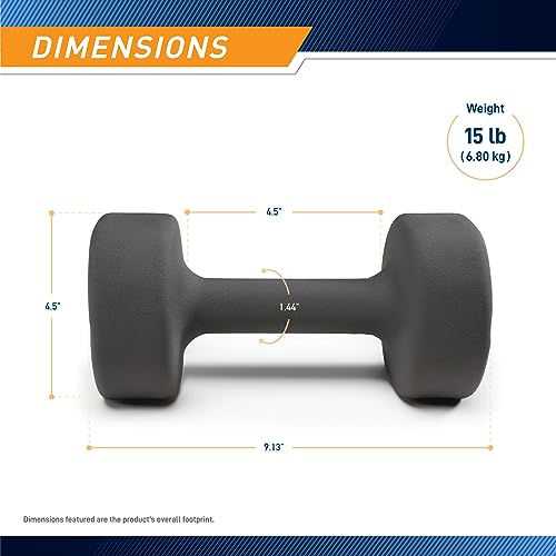 Marcy Neoprene Dumbbell, Single Piece, 15-lb, Steel Grey by MARCY - Image 2