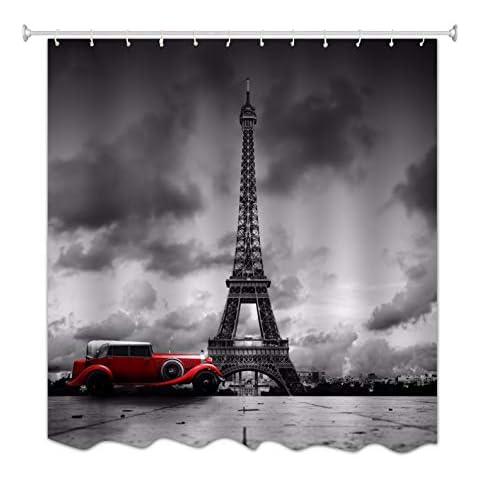 A.Monamour Paris Torre Eiffel Antiguo Coche Escena De Calle Cortina De Ducha Cover