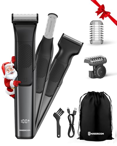 Manscape Body Hair Trimmer for Men - 3-in-1 Electric Shaver, IPX6 Waterproof Wet/Dry Groomer Kit for Chest, Underarms, Pubic & Legs, with USB Recharge Razor