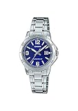 Casio LTP-V004D-2B Orologio da donna Enticer con numeri in acciaio inossidabile quadrante blu con data