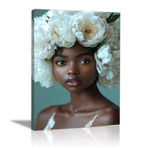 Tableau moderne animal innocent fleurs blanches pour une atmosphère douce et apaisante