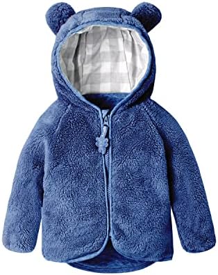 Volunboy Toddler Bear Jacket Zip-up Fleece Hoodies Navy Baby Girls Boys Sweatshirt Fall Outwear 12-18Months