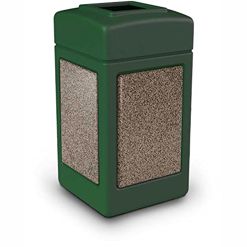 Miniatura 2 de Commercial Zone -720354 StoneTec Receptáculo de residuos cuadrado de 42 galones, verde bosque con paneles Riverstone