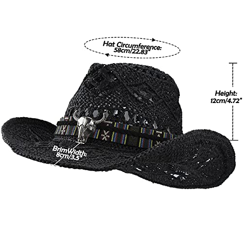Cappello da sole da cowboy occidentale in paglia