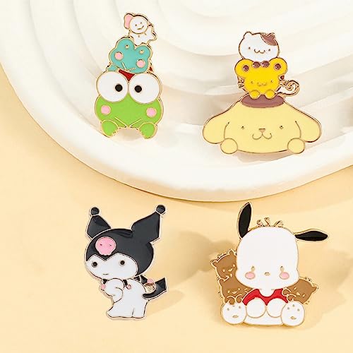 6 Pcs Anime Brooch Pins Kitty Enamel Pins for Backpacks Clothing Jackets Hats Kawaii Cartoon Cat Dog Decoration Gifts
