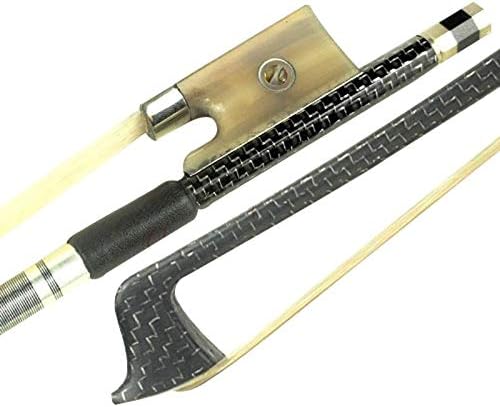 D Z Strad Violin Bow- Model M4- Silver-Braided Carbon Fiber with Ox Horn Parisian Eye Frog (Full Size 4/4)
