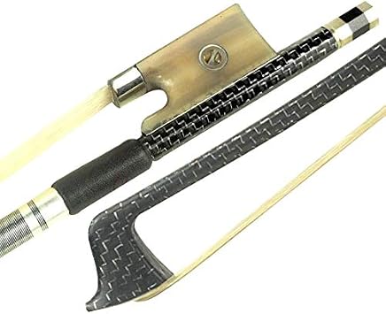 Violin Bow- Model M4- Silver-Braided Carbon Fiber with Ox Horn Parisian Eye Frog Full Size 4/4