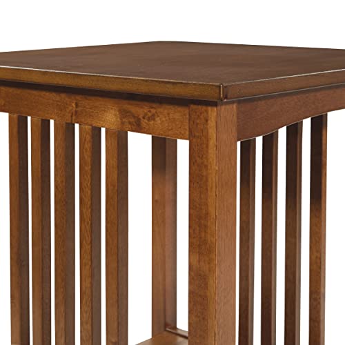 Image of OSP Home Furnishings Sierra End Table with Lower Storage Shelf and Mission Style Side Panels, Ash Brown