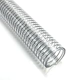 Clear Wire Reinforced Suction Hose 2” ID × 2-5/16” OD - 10ft Heavy Duty Flexible PVC Spiral Steel Wire Pipe High Pressure Vacuum Vinyl Tubing for Drawing Water Oil Powder (10 ft, 2' ID)