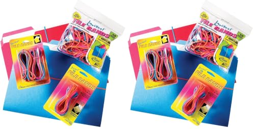 Image of Alliance Rubber 07800 Non-Latex Brites File Bands, Colored Elastic Bands, 50 Count (Pack of 2) (7 inch x 1 /8 inch, Assorted Bright Colors in Resealable Bag),Blue /Orange /Pink