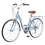 ZUKKA Beach Cruiser Bike for Women 24 Inch Ladies Bike 7 Speed Complete Cruiser Bikes with Dual V-Brake and Adjustable Seat, Adult City Bike for Women, Men, Multiple Colors