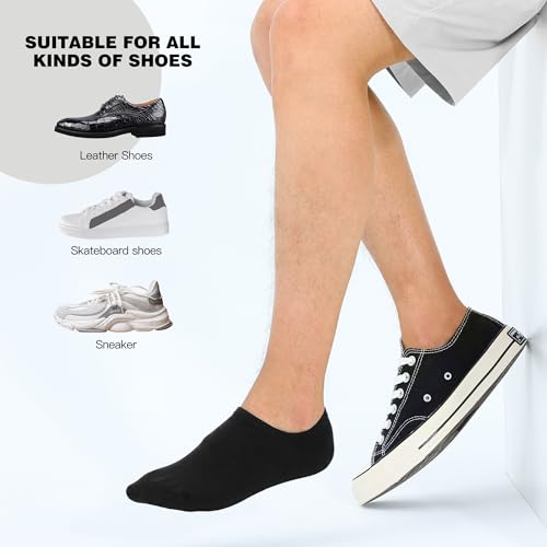 YOJOOM Sneaker Socken Herren 39-42 43-46, Füßlinge Sneakersocken mit Rutschfest Silikon Laufsocken Kurze Socken Herren Unsichtbar (DE/NL/SE/PL, Numerisch, 39, 42, Regular, Regular, Schwarze 6-Paare) 6