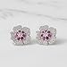 SWEETV Cubic Zirconia Flower Stud Earrings for Women Hypoallergenic Fashion Jewelry, Wedding Bridal Earrings for Brides, Bridesmaids Prom Formal Party, Hot Pink