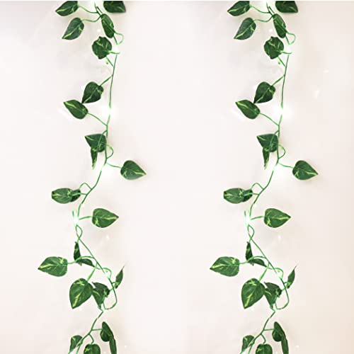 Better Life Attic 2 Pack 7Ft Pre-Lit Greenery Garland, Pothos Vines With Fairy Lights, Decorative Artificial Leaves Lights, Battery Operated Vines For Bedroom, Porch, Indoor, Outdoor #TOP3