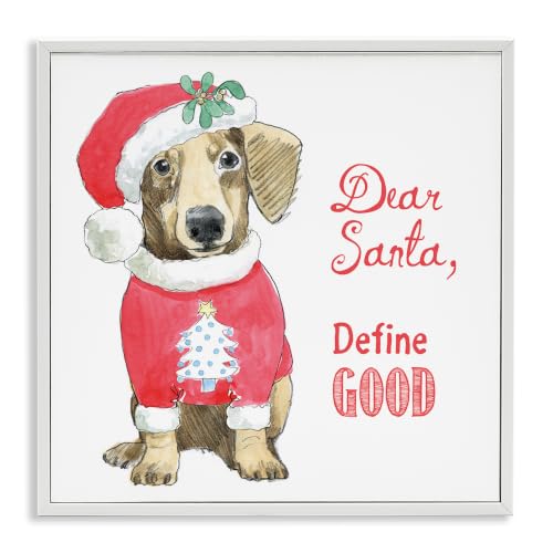 Humorous Dog Christmas Outfit, 12 x 12 Inch Framed Giclée Print
