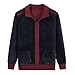 Men's Knit Lined Baggy Fall Winter Sweater Lapel Warm Full Zip Solid Sweater Thick Long Sleeve Outdoor Sweaters (Wine Red,Medium)