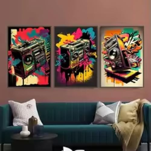 Toile Graffiti Street Art Enregistreur Radio pour creer une ambiance esthetique dans votre maison