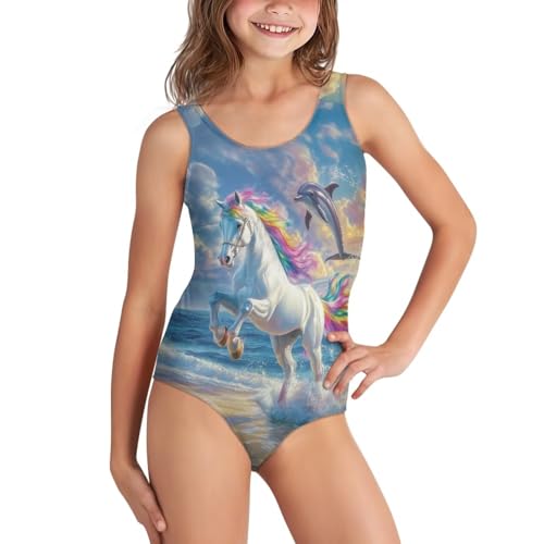 Image of WELLFLYHOM Girls Bathing Suits Size 5-14 One Piece Cross Back Swimsuit Sleeveless Full Coverage Swimwear for Beach Swimming