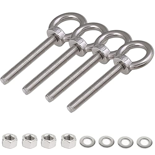 Perno de ojo M10 de acero inoxidable de 3/8 x 2 pulgadas con rosca de elevación
