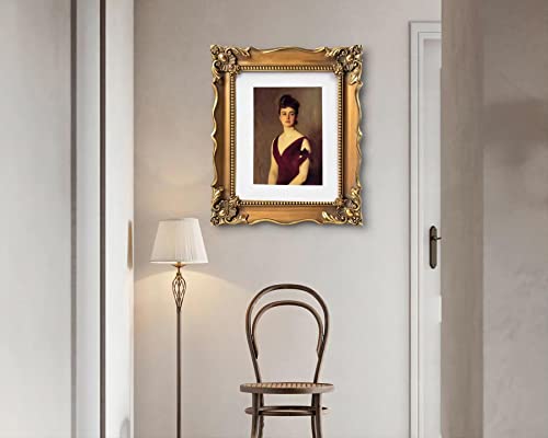 Image of Saysmile Vintage 8x10 Picture Frame with Embossed Flower, Ornate Gold Frame for 8x10 or 5x7 Photos with White Mat, Antique Photo Frame for Tabletop & Wall Hanging (Bronze)