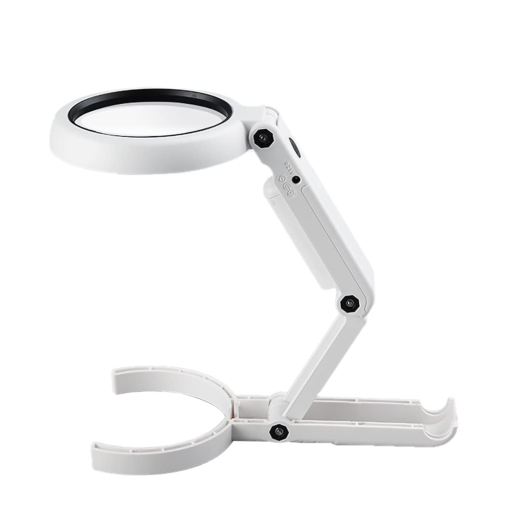 Lupa de Lectura portátil y de sobremesa de Doble Uso, Lupa de Mesa y lámpara de Escritorio con Aumento Ajustable para Lectura, Manualidades y Trabajos de precisión.