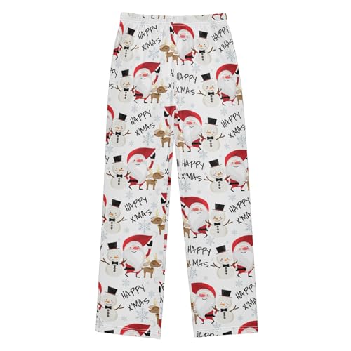 ZZXXB Happy Xmas Santa Claus Boys Long Pants Soft Trousers Elastic Waist Kids Lounge Bottoms with Pockets S-XL
