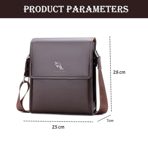 Image of Leather Retro Men's Shoulder Messenger Sling Bag,Brown