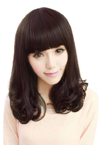 AshopZ Womens Short Fibril Wigs for Halloween Party, Dark Brown