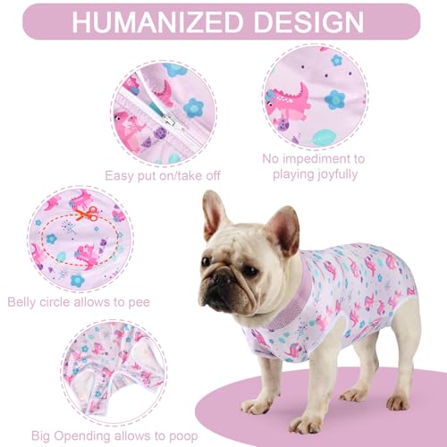Image of Dog Surgery Suit Female Spay Recovery Suit for Dogs Surgical Recovery Suit for Female Dog Neuter Recovery Suit Male Dogs Onesie for Surgery Fits Small Medium Purple Dinosaurs /L