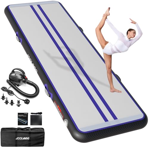 JOOLOOG Premium Inflatable Gymnastics Mat Air Mat Tumble Track for Home Training 4/8 Inch Thick Tumbling Mat with Pump Indoor Gymnastics Tumbling & Yoga Water Purple Black 6.6ft*3.3ft*4in