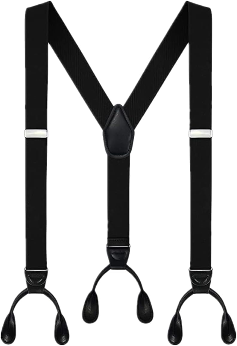 Bretelles de pantalon pour hommes et femmes en nylon noir à boutons ApuaVireo&Co