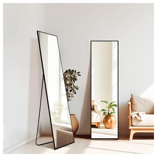 TRAHOME Standing Mirror Full Length Mirror,Large Floor Mirror with Aluminium Frame for Door Bedroom Bathroom Living Room